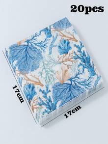 20 piezas de servilletas de cena elegantes desechables en color azul claro coral, perfectas para bodas, cumpleaños, fiestas de té, celebraciones, duraderas, estilo único, suaves pañuelos de papel para fiestas en exteriores - Multicolor - Ver 5
