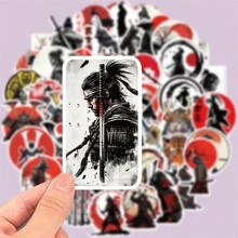 50 peças Adesivos de Grafite de Samurai de Desenho Animado para Notebook DIY, Telefone, Tablet, Capacete, Guitarra, Decoração de Bagagem
