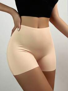 Panties de seguridad sin costuras de seda de hielo para mujeres, ropa interior de cintura alta con bordes planos para evitar el enrolle y rozaduras
