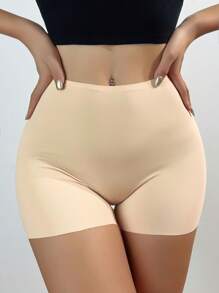 Panties de seguridad sin costuras de seda de hielo para mujeres, ropa interior de cintura alta con bordes planos para evitar el enrolle y rozaduras