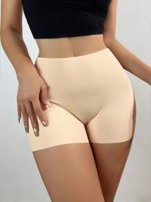 Panties de seguridad sin costuras de seda de hielo para mujeres, ropa interior de cintura alta con bordes planos para evitar el enrolle y rozaduras