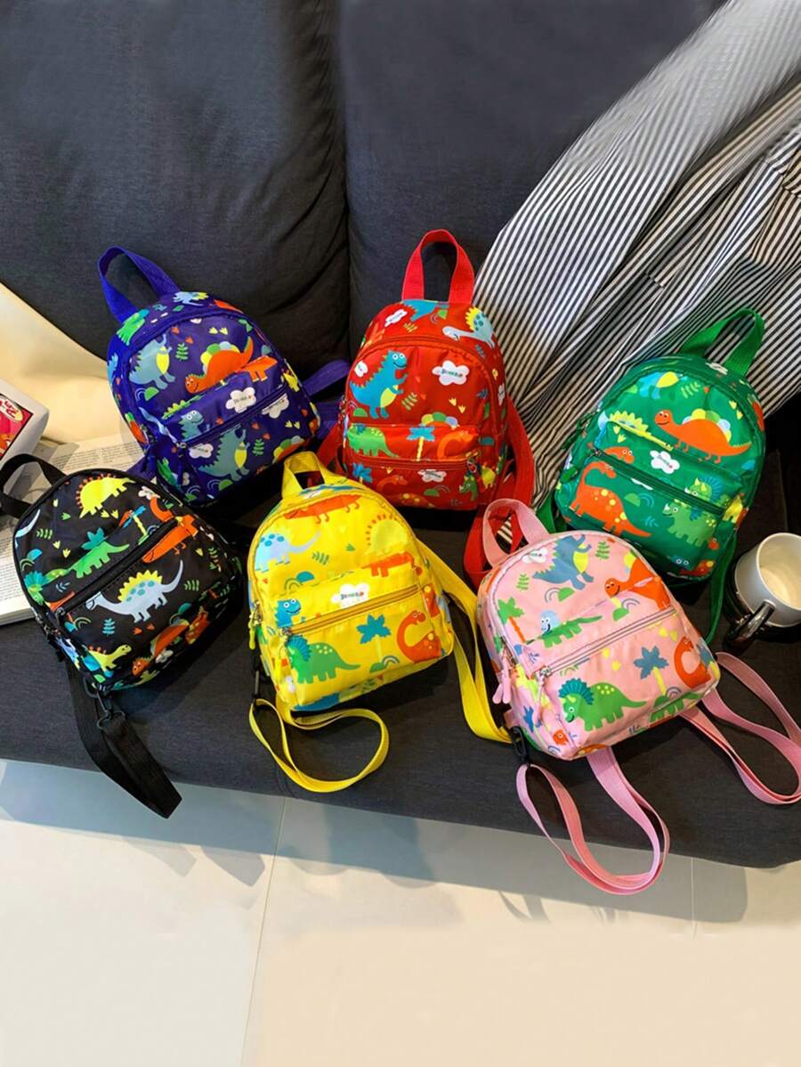 1入恐龍圖案設計帶有耳朵的可愛時尚卡通背包，男女兒童皆適用，幼稚園包 - A - 查看 1