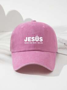 中性款JESUS字樣復古棒球帽，男女時尚爸爸帽，調節大小，適用於戶外和日常穿著 - A - 查看 9