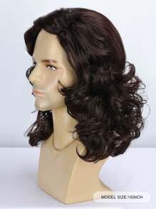 16 Inch Shawl Large Wave Roll Chemical Fiber Hair For With Bangs Fashion Men Synthetic Wig For Daily Or Holiday Party Halloween Costume Party Wear