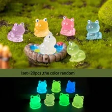 20pcs Luminous Mini Resin Frog Micro Landscape Ornaments, Little Small Frogs Glow In The Dark Tiny Resin Frog Figures Bulk For DIY Dollhouse Decor Micro Fairy Garden Landscape Aquarium Toys - Multicolor - View 10
