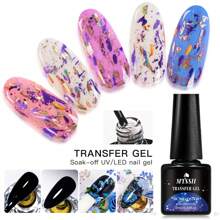 Mtssii 7ML Transfer Foil Gel Nail Polish, UV/LED Cured Clear Transfer Gel, For Nail Art Foil Stickers & Decals, Quick Transfer Pattern, Long Lasting, Salon Quality, Easy To Use For Home DIY Manicure & Nail Art LED Lamp Required - Clear - View 6