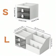 1入組帶有2個抽屜的桌面收納盒,時尚實用的透明抽屜收納盒,非常適合浴室、化妝、辦公室和學生桌檯管理 - 彩色 - 查看 10