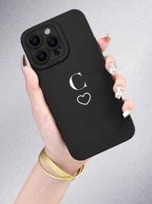 Funda de teléfono con gráficos de letras compatible con IPhone 11, IPhone 13, IPhone 14 Pro Max - Blanco y Negro - Ver 4