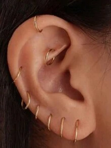 2 件/6 件/10 件钛钢金耳环金锆石耳环套装多件，升级版无螺纹耳钉，女士小圈耳环：18K 镀金 Huggie 圈耳环，适用于软骨螺旋屏，小号细圈耳环不锈钢首饰母亲节礼物教师礼物 6mm8mm10mm。2mm3mm4mm 耳环可用作唇环、眉环和鼻环