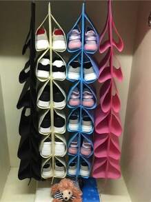 1 Piece Set Door Shoe Storage Box Hanging Wardrobe Stand Clothes Hanger Storage Bag Rack With 12 Large Mesh Pockets, Simple And Convenient, Very Suitable For Home Use