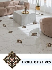 21/42PCS Bohemian Retro Marble Pattern Self-Adhesive Waterproof Diagonal Stickers Wear-Resistant And Dirt-Resistant Not Warped Peel And Stick Home Decoration And Beautification Stickers - Multicolor - View 13