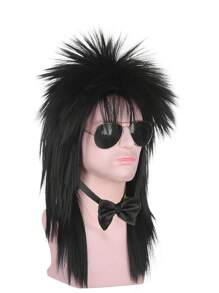 Morvally Parrucche cosplay unisex per capelli lunghi neri stile anni