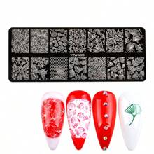 5pcs Nail Art Tool Set, Foil Stamping Rose Flower Leaf Butterfly Pattern Nail Decals, DIY Nail Art Stamping Plates, Stamper And Scraper, Nail Polish Transfer Printing, Suitable For Women - Multicolor - View 9