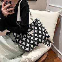 女士手提包 女士单肩包 休闲度假 格子菱形 大容量 轻便 适合节日/度假/假日 适合夏季 适合女士 - 白色 - 查看 6