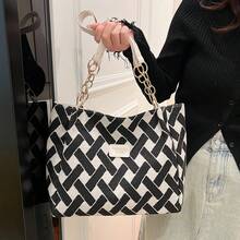 女士手提包 女士单肩包 休闲度假 格子菱形 大容量 轻便 适合节日/度假/假日 适合夏季 适合女士 - 白色 - 查看 4