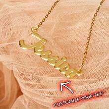 個人化定制亞克力名字項鍊，時尚個性化定制名字項鍊，她的驚喜珠寶禮物，母親節禮物，情人節禮物 - 金色 - 查看 2