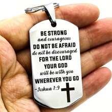 1pc Cross Christian Gifts Inspirational Bible Verse Keychain, Be Strong And Courageous Pendant, Cross Charm Men And Women Jewelry For Christmas Gift Car Accessories Bag Charm School Cute Goth Y2k Gifts For Mother, Father, Graduation, And Teacher - Silver - View 1