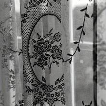 1片黑色牡丹花透明花邊窗簾帶飾珠飾瀑布坎肩，優雅掛袋式廚房咖啡廳窗簾坎肩，適用於窗戶裝飾（提示：自訂模型，每個圖案的位置與顯示的圖片略有不同。） - 黑色 - 查看 8