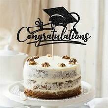 5pcs Congratulations Cake Topper, Cake Decor - College/Senior Graduation Party Decorations Supplies (Black) Easter Gift - Multicolor - View 1