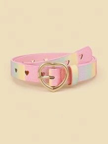 1pc Novelty Children Belt With Hollow Heart Buckle And Pu Leather Strap For Jeans And Dresses