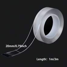 1pc Super Strong Washable & Reusable Double-Sided Tape, Transparent Double-Layered Adhesive Tape, Waterproof & Suitable For Organizing Office & Kitchen Tools Back To School