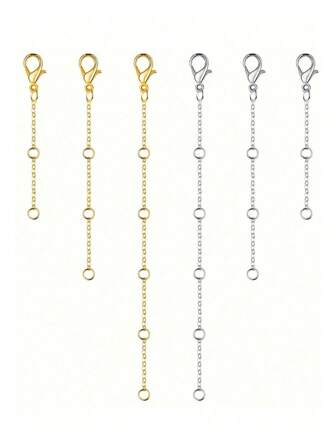 3Pcs Golden Stainless Steel Necklace Extender Chain Necklace Extenders Tail Chains For Bracelet Anklet Stainless Steel Chain Extenders For Jewelry Making