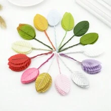 50入組人造植物迷你葉片字母，花束DIY、花環材料、糖果盒配件、家庭婚禮裝飾、新娘手花、胸花、頭飾材料、情人節、新年裝飾、生日派對蛋糕配件 - 葉子-多色 - 查看 1