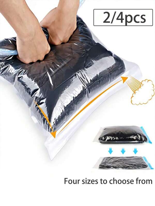 2/4pcs, Hand Rolled Vacuum Compression Bag, Compression Bags For Travel, Travel Essentials, Space Saver Bags, No Vacuum Or Pump Needed, Vacuum Storage Bags For Travel Accessories, Travel And Home Packing Organizer Storage Bins Closet Organizer For Clothing Wardrobe Storage Closet Dividers Closet Dividers For Bedroom Dorm Sweater Sock Pants Jeans Underwear