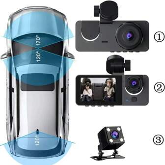 3 Channel Dash Cam For Cars Camera HD 1080P Video Recorder Dashcam DVR Black Box Dual Lens DVR With Rear View Camera For Vehicle 32G