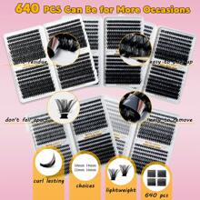 RITALASH RITALASH 640PCS Lash Clusters Book DIY Eyelash Extensions  Clusters Lashes Book  D Curl LASH Mega Volume Individual Lashes Eyelash Clusters Extensions Wispy Lashes Cluster DIY At Home Lash Clusters, Eyelash Clusters, Individual Eyelashes, Lashes, Fake Lashes