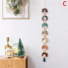 1 pieza Atrapasueños de cristal de 7 chakras, Colgante de pared del Árbol de la Vida de 6 chakras, Sanadores de cristal y gemas Reiki, Colgante para yoga y meditación, decoración para ventanas del hogar, piedras naturales en bruto, decoración del hogar, decoración de habitación, decoración de pared