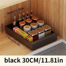 1 pieza de cajones extraíbles para armarios, instalación sin necesidad de herramientas, canasta de almacenamiento de metal para cajones de gabinete, almacenamiento de cocina para platos y condimentos, caja de almacenamiento extraíble adecuada para debajo del fregadero - Multicolor - Ver 18