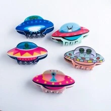 1 Kẹp Tóc Độc Đáo Dễ Thương Sáng Tạo, Barrette Tóc Hoạt Hình Theo Chủ Đề ET & UFO, Phụ Kiện Tiệc Thường Ngày Dành Cho Nữ/Bé Gái, Quà Tặng Và Chống Đỡ Hình Ảnh - Nhiều màu - Xem 2