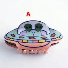 1 Kẹp Tóc Độc Đáo Dễ Thương Sáng Tạo, Barrette Tóc Hoạt Hình Theo Chủ Đề ET & UFO, Phụ Kiện Tiệc Thường Ngày Dành Cho Nữ/Bé Gái, Quà Tặng Và Chống Đỡ Hình Ảnh - Nhiều màu - Xem 3