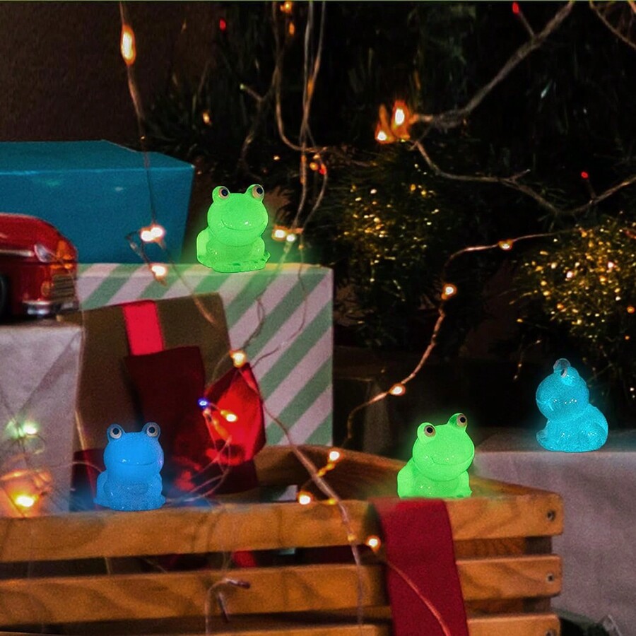 20pcs Luminous Mini Resin Frog Micro Landscape Ornaments, Little Small