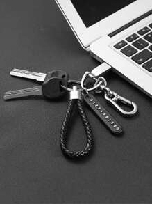 1pc Mobile Number Tag Braided String Car Key Anti-Lost DIY Pendant For Men And Women, 8-Shaped Keychain Car Accessories Bag Charm School