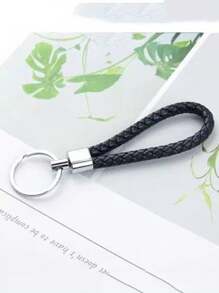 1pc Mobile Number Tag Braided String Car Key Anti-Lost DIY Pendant For Men And Women, 8-Shaped Keychain Car Accessories Bag Charm School