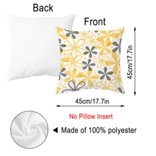 2 piezas de fundas de almohada impresas con margaritas geométricas, estilo nórdico, cuadradas de poliéster, impresión de un solo lado, suaves, funda de almohada de protección lumbar, adecuadas para todas las estaciones, días festivos, fiestas, oficinas, sofás, habitaciones, salas de estar, decoración de casas de campo.