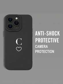 Funda de teléfono con gráficos de letras compatible con IPhone 11, IPhone 13, IPhone 14 Pro Max - Blanco y Negro - Ver 5