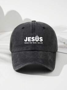 中性款JESUS字樣復古棒球帽，男女時尚爸爸帽，調節大小，適用於戶外和日常穿著 - A - 查看 13