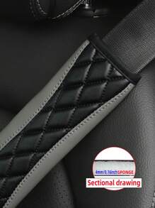 MEIKAXIU 1pc 3D Embroidered Faux Sheepskin Car Seat Belt Shoulder Pad, Comfortable & Pressure Reducing,Car Acessesories - Grey - View 3