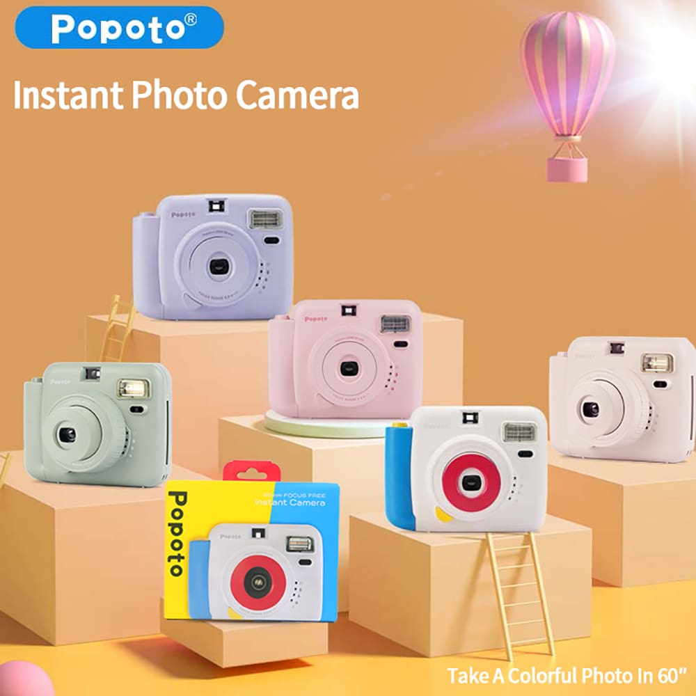 Nueva cámara instantánea Popoto, compatible con película Mini 11/12, adecuada como regalo de cumpleaños, fiesta o boda (baterías y película no incluidas)
