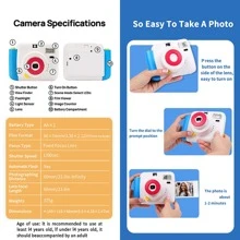 Nueva cámara instantánea Popoto, compatible con película Mini 11/12, adecuada como regalo de cumpleaños, fiesta o boda (baterías y película no incluidas) - Multicolor - Ver 12