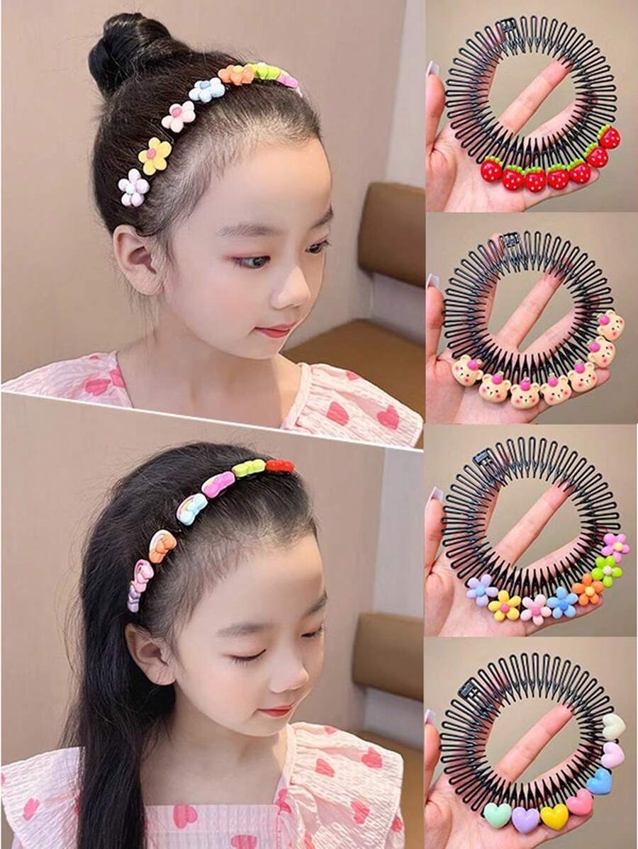 1入組女童瀏海造型工具，帶有梳子和頭帶設計的隱形夾