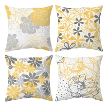 2 piezas de fundas de almohada impresas con margaritas geométricas, estilo nórdico, cuadradas de poliéster, impresión de un solo lado, suaves, funda de almohada de protección lumbar, adecuadas para todas las estaciones, días festivos, fiestas, oficinas, sofás, habitaciones, salas de estar, decoración de casas de campo.