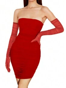 Women's Super Long Stretchy Ruched Mesh Tulle Sheer Gloves Costume Opera Party 1920's Dance Gloves Halloween Christmaswedding Summer - Multicolor - View 10