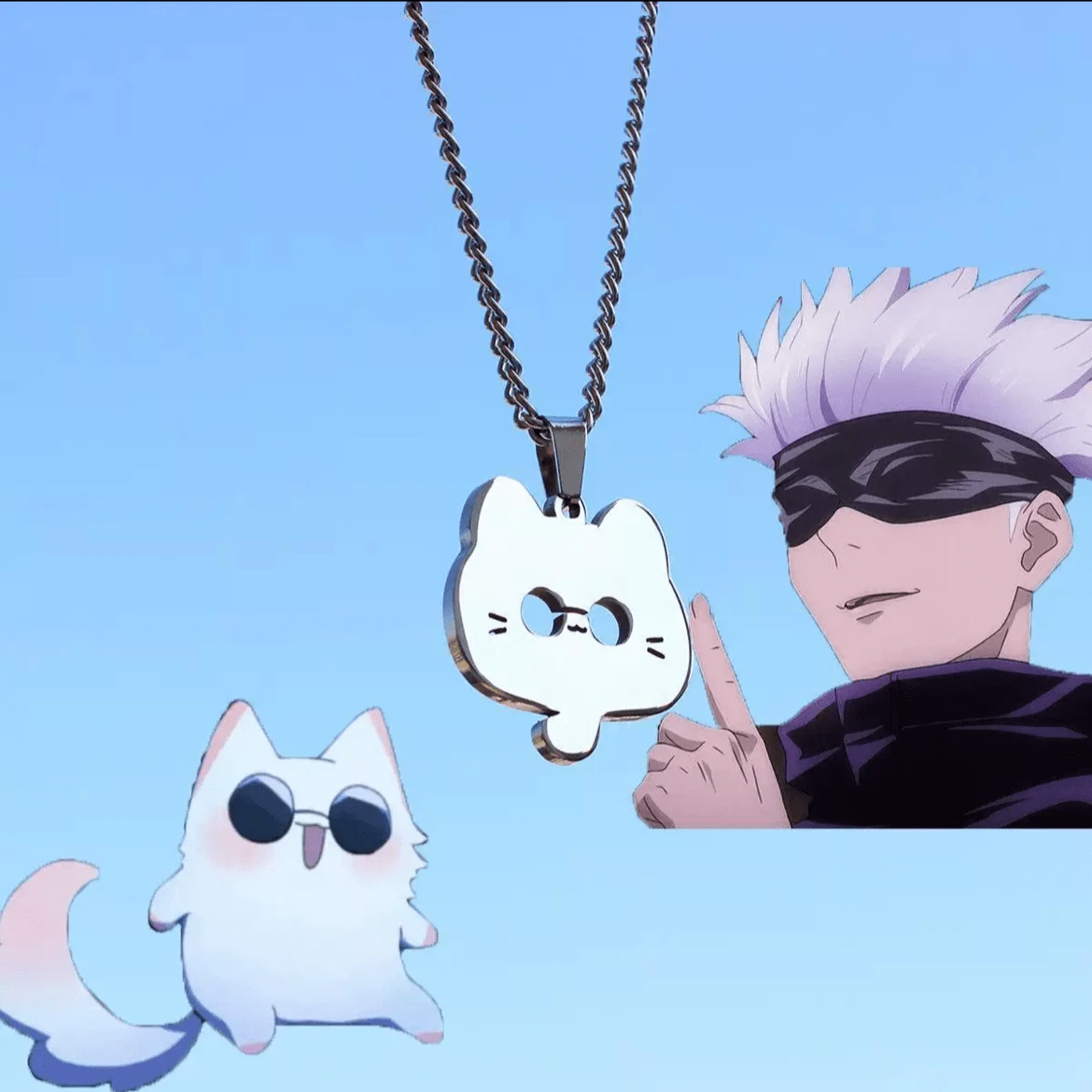 1pc Cartoon Japan Anime Necklace Gojo Satoru Cat Cosplay Alloy Pendant
