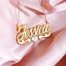 Customized Acrylic Name Necklace Personalized Custom Fashion Jewelry - Gold - View 3