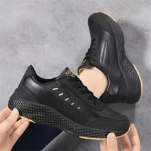 Women's Sports Shoes, Thick-Soled, Fashionable, Lightweight, Soft, Slip-Resistant, Wear-Resistant, Running Shoes, Waterproof, Black, Working Shoes, Shoes, Plus Size