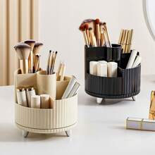 1pc Rotating Makeup Brush Holder, Desk Organizer For Makeup Brushes, Eyebrow Pencils, Pens; Great Stationery Storage Box For Classroom And Art Studio, Holiday Gift,For Holiday Beach, Bathroom Collection, Bedroom Collection, Large Capacity - One Size - View 3